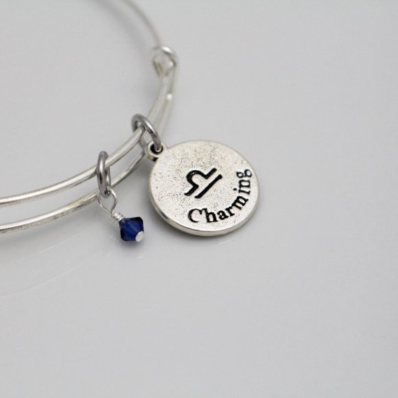 September Libra Adjustable Charm Bangle - Handmade Zodiac Bracelet - Picture 12 of 12